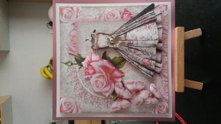 Beautiful Vintage Pink Rose Dress Card Front by Kirsty Davison