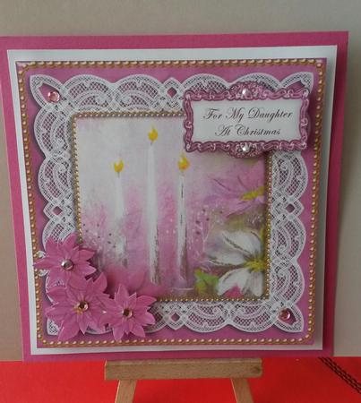 Pink Poinsettias My Daughter 8in Sentiment Topper by Kirsty Davison