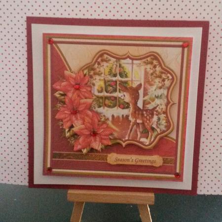 Christmas Fawn & Poinsettia 7.5 Decoupage Mini Kit by Kirsty Davison