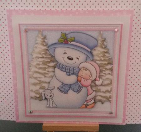 Snowman Hugs 7.5 Christmas Decoupage Mini Kit by Kirsty Davison
