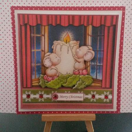 Candlelight Mice 8x8 Christmas Mini Kit with Decoupage by Kirsty Davison