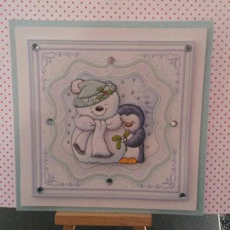 Penguin Hug Christmas Snowman Decoupage 7.5 Mini Kit by Kirsty Davison