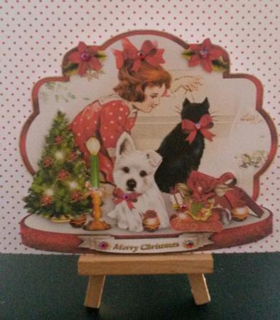 Vintage Christmas Scene with Cute Puppy by Kirsty Davison