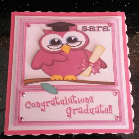 A5 Wise Owl Congratulations Graduate Felties Scallop Corner by Kirsty Davison