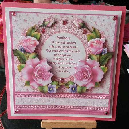Pink Spring Rose Mothers Day Verse 8x8 Decoupage Mini Kit by Kirsty Davison