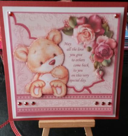 Bear with Roses & Verse 8x8 Decoupage Mini Kit by Kirsty Davison