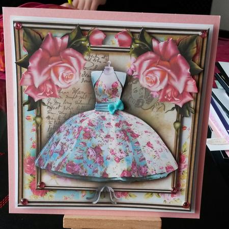 The Beautiful Vintage Floral Dress Card Front Kit by Kirsty Davison