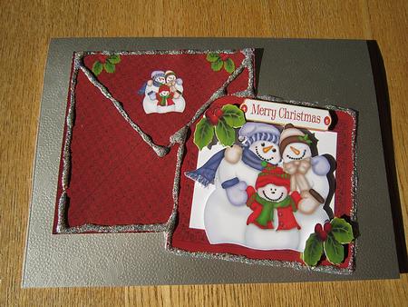 Lovely Christmas Snowman Family on Card with Envelope by Kirsty Green