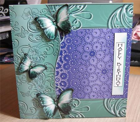 Blue Metallic Beaded Flower A4 Backing Paper by Kirsty Green