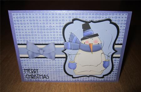 Snuggly Snowman Pyramage Card - Periwinkle by Kirsty Green