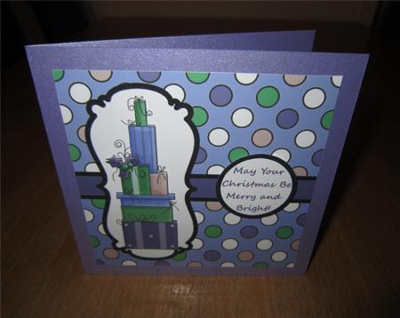 Christmas Presents Decoupage Card - Indigo, Blue & Green by Kirsty Green