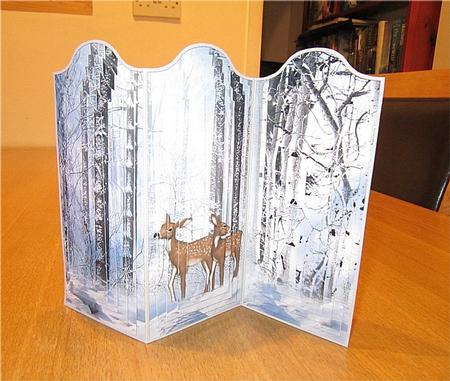 Winter Forest Deer 3 Panel Card by Kirsty Green