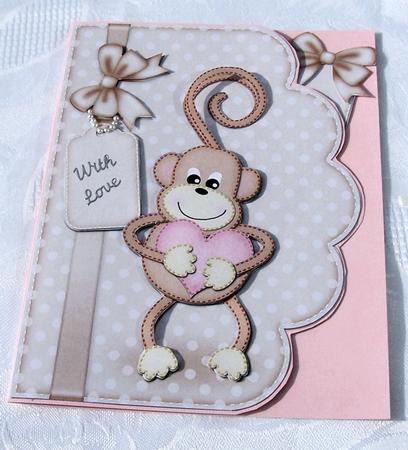 A5 Chunky Monkey Felties Scalloped Edge N 3D Decoupage by Kris Smart