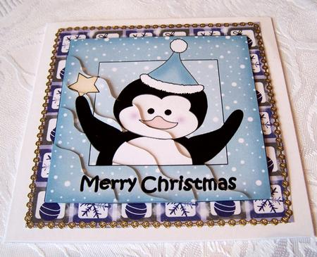 Christmas Penguin Wavy Corner Side Stacker Topper by Kris Smart