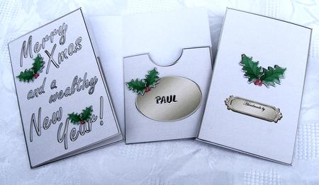 Elegant Christmas Holly Lottery Wallet Card by Kris Smart