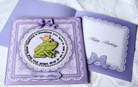 Square Pearls and Lace Card Front or Insert by Kris Smart