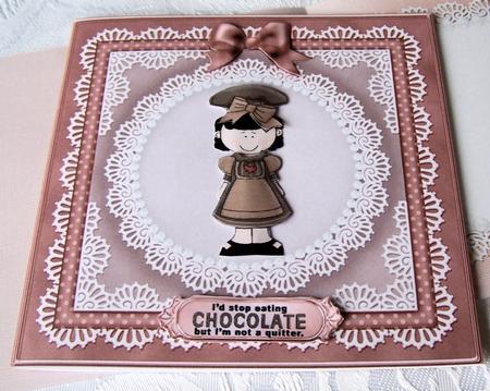 Square Pearls, Lace and Ribbon Plain Card Base Portrait Form by Kris Smart