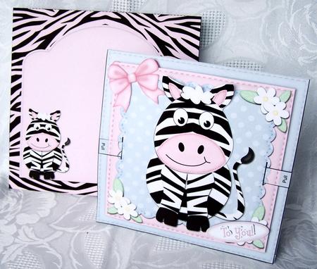 3D Debra Zebra Animated Moveable Wobble Head Card Kit by Kris Smart