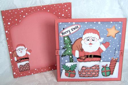 3D Santa Got Stuck Animated Moveable Wobble Head Card Kit by Kris Smart