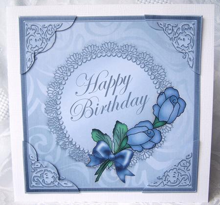 8 x 8 Roses and Metallic Lace Scalloped Corner Topper by Kris Smart