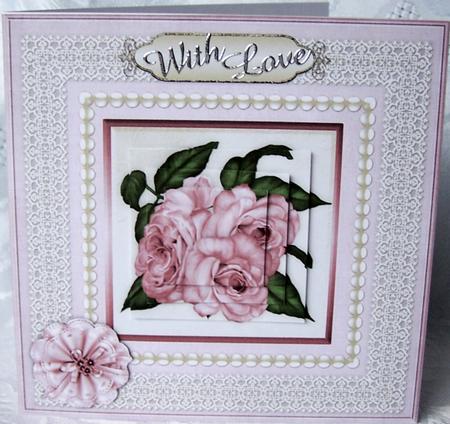Roses 'n Lace Pyramid Card Front by Kris Smart