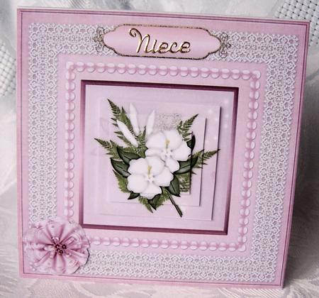 White Hibiscus 'n Lace Pyramid Card Front by Kris Smart