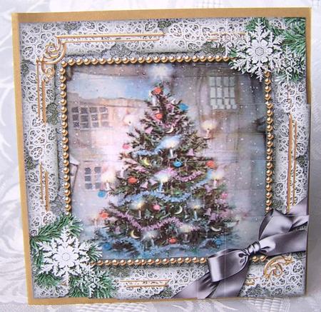 How Tree Looks Snow 5in Square One Corner Stacker by Kris Smart