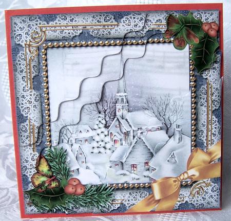Blue Church Holly 5in Scallop Triangle Corner Stacker by Kris Smart