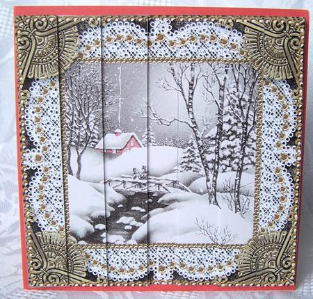 Christmas Snow Scene 5inch Square Straight 2 Side Stacker by Kris Smart