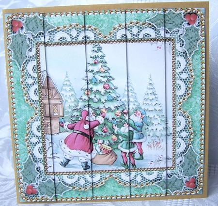 Santa Decorating Tree One Edge Side Stacker by Kris Smart