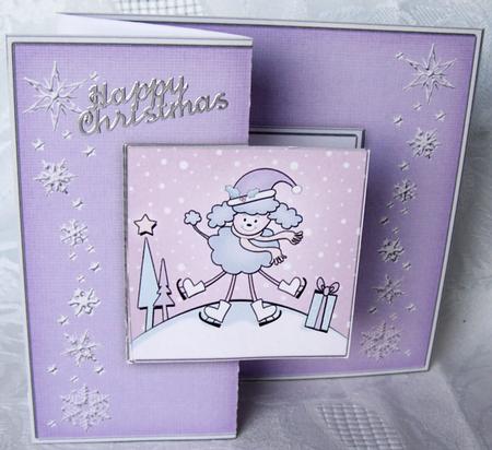 Cute Christmas Poodle Dog No-Hole Fold Back Card by Kris Smart