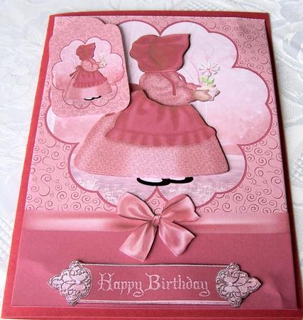 Lil Sunbonnet's Gift with Decoupage and Tag by Kris Smart