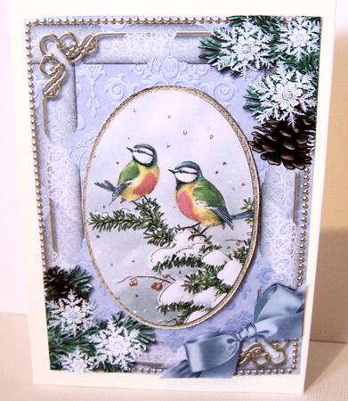 Christmas Blue Tits Snow A4 Picture Sheet by Kris Smart