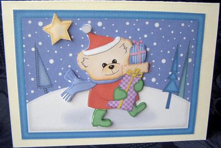 A4 Xmas Teddy Felties Card Topper by Kris Smart