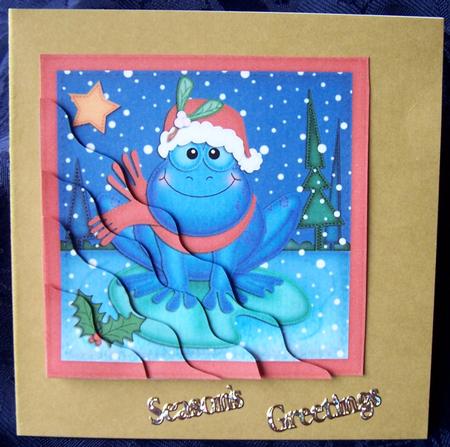 Xmas Freddy Frog Wavy Corner Side Stacker Topper by Kris Smart