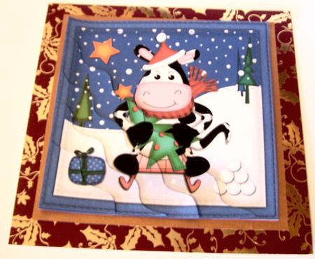 Xmas Milly Moo Cow Wavy Corner Side Stacker Topper by Kris Smart