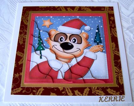 Xmas Meerkat Wavy Corner Side Stacker Topper by Kris Smart
