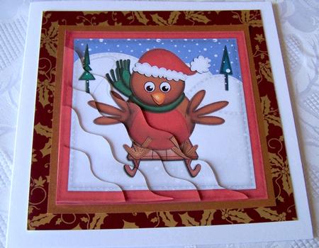 Xmas Robin Wavy Corner Side Stacker Topper by Kris Smart