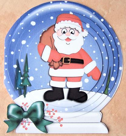 3D Xmas Santa Snowglobe Circle Pyramage Card Kit by Kris Smart