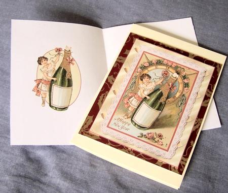 Vintage New Year Champagne Decoupage by Kris Smart