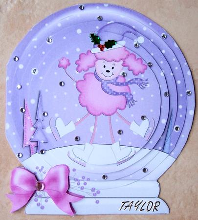 3D Xmas Poodle Snowglobe Circle Pyramage Card Kit by Kris Smart