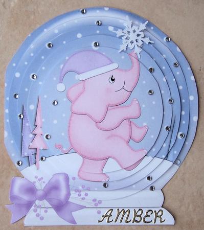 3D Xmas Elephant Snowglobe Circle Pyramage Card Kit by Kris Smart