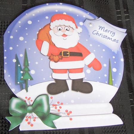 Xmas Santa Snow Globe Shaped Card by Kris Smart
