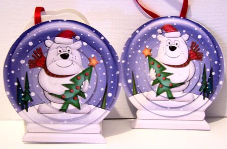 3D Xmas Ben Polar Bear Snow Globe Shaped Tree Decoration by Kris Smart