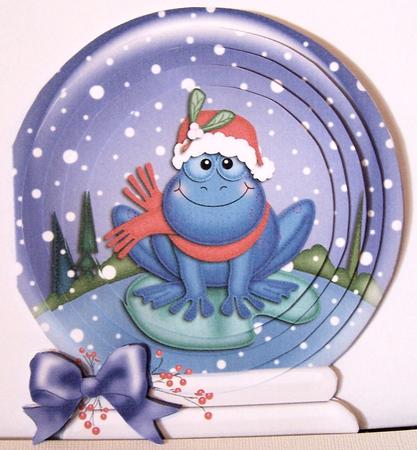 3D Xmas Freddy Frog Snowglobe Circle Pyramage Card Kit by Kris Smart