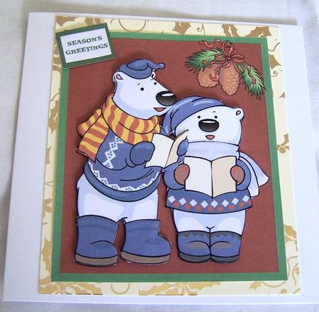 Carol Singing Polar Bears in Blue by Kris Smart