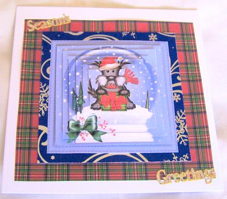 Christmas Hamish Scottie Dog Snowglobe Pyramage Sheet by Kris Smart