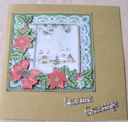 Winter Pub Red Poinsettia Decoupage Step by Step Sheet by Kris Smart