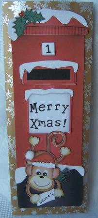 Large Dl Xmas Chunky Monkey Postbox 3D Decoupage by Kris Smart