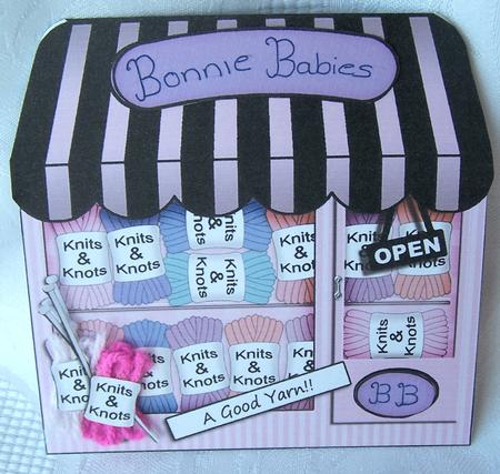 The Little Knitting Shop Shaped Card Decoupage N Greetings by Kris Smart